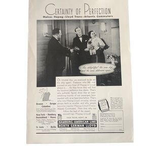 Vintage 1939 Hapag-Lloyd Commuters Certainty of Perfection Ad Advertisement